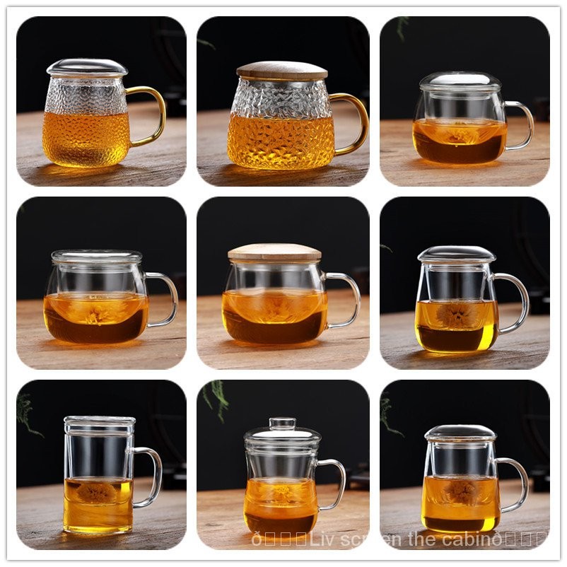 SGThick HeatResistant Glass with Handle with Cover Filter Tea