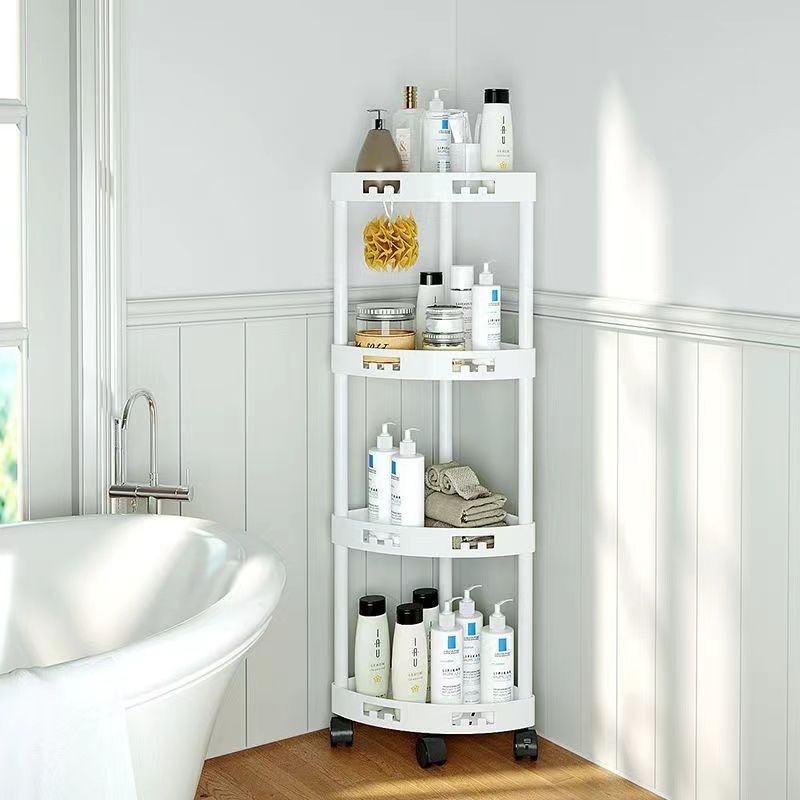 Bathroom corner rack Floor-to-ceiling vertical toiletries storage rack ...