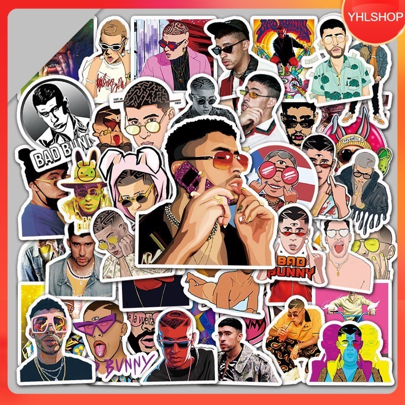 51 Types Of Stickers rapper Bad Bunny Puerto Rican Star Sticker ...