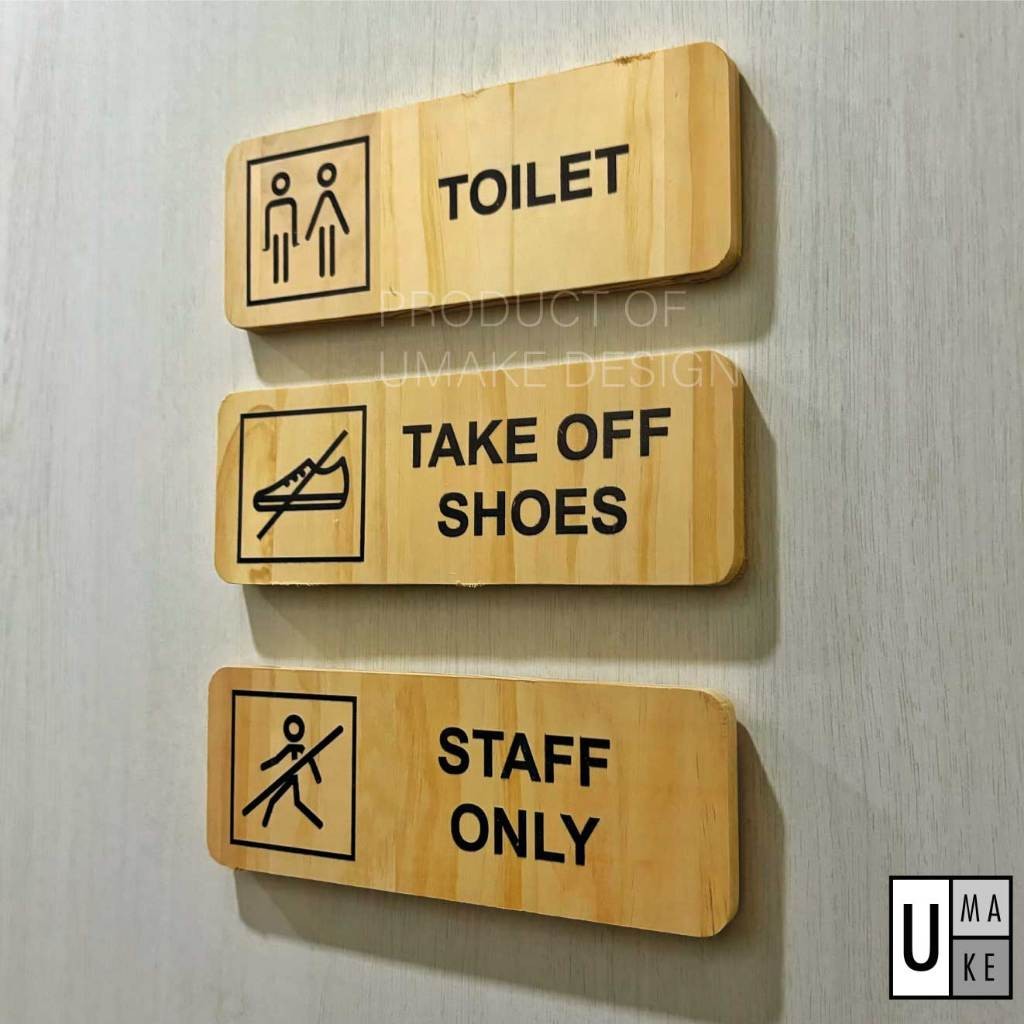 UMAKE Kayu Signboard Wooden Sign Daily Signage Tanda Toilet sign, Staff ...