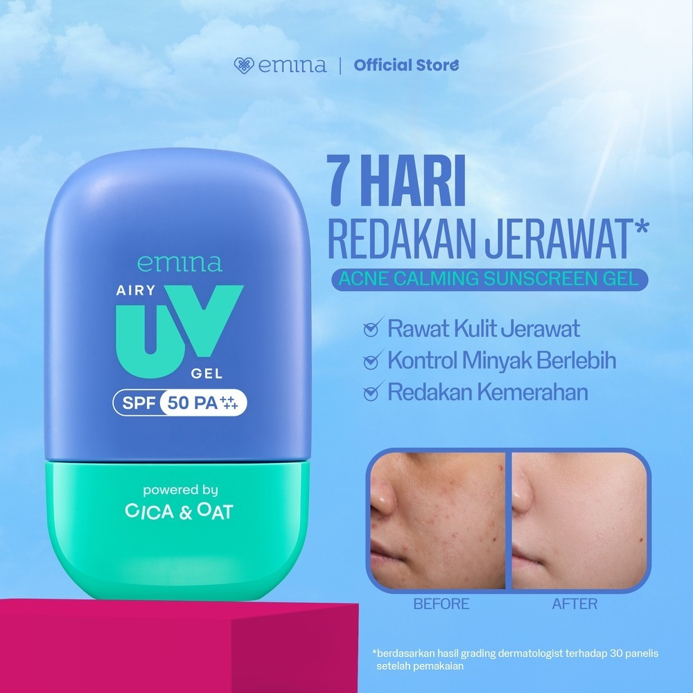 Emina UV Gel Sunscreen SPF 50 PA++++ Series Emina Airy UV Gel Emina Water UV Gel / Merah Jingga - Gambar 4