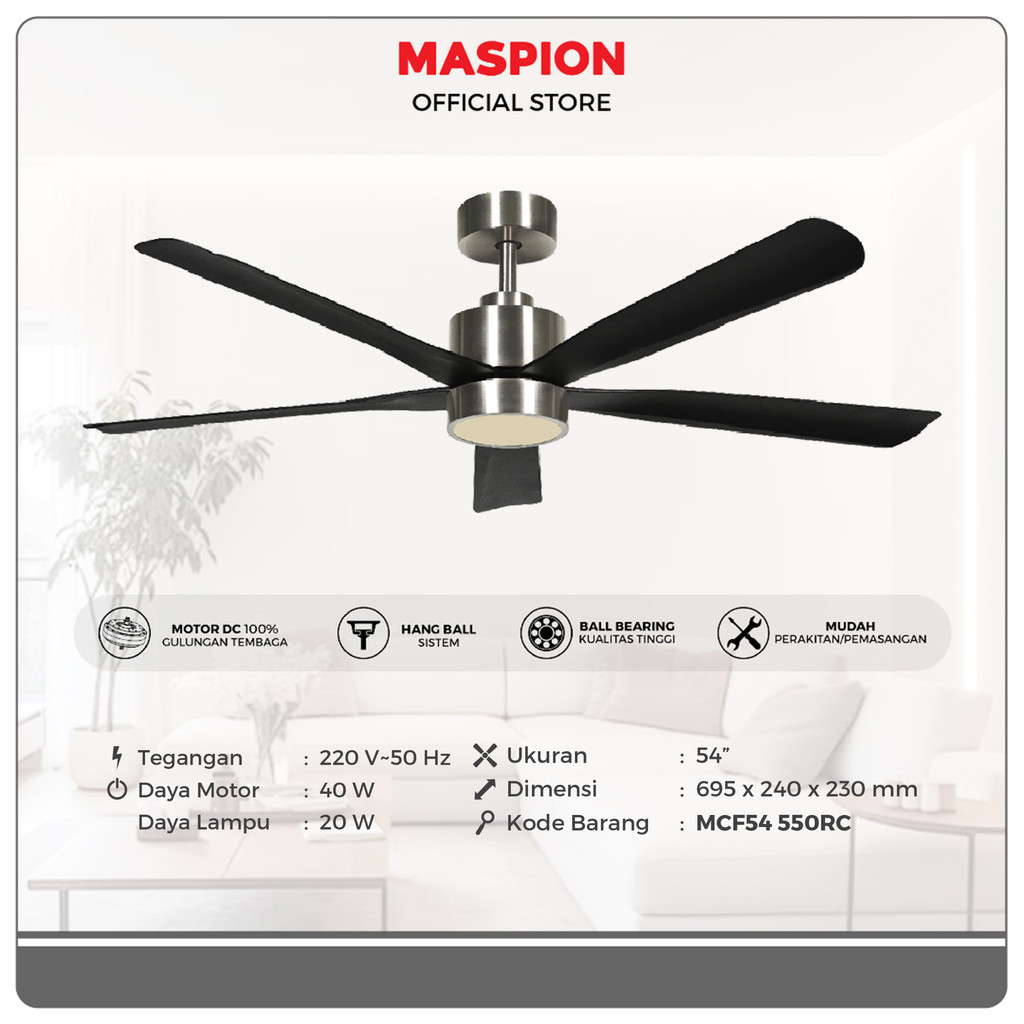 Maspion Ceiling Fan Kipas Angin Plafon 54 Inch MCF54-550 RC - Gambar 4