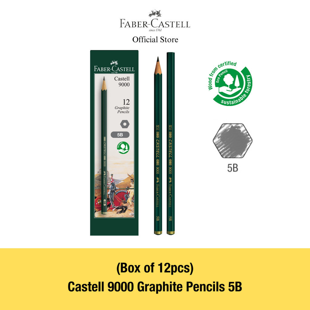 Faber-Castell - Castell 9000 Graphite Pencils Box of 12pcs | Shopee  Singapore