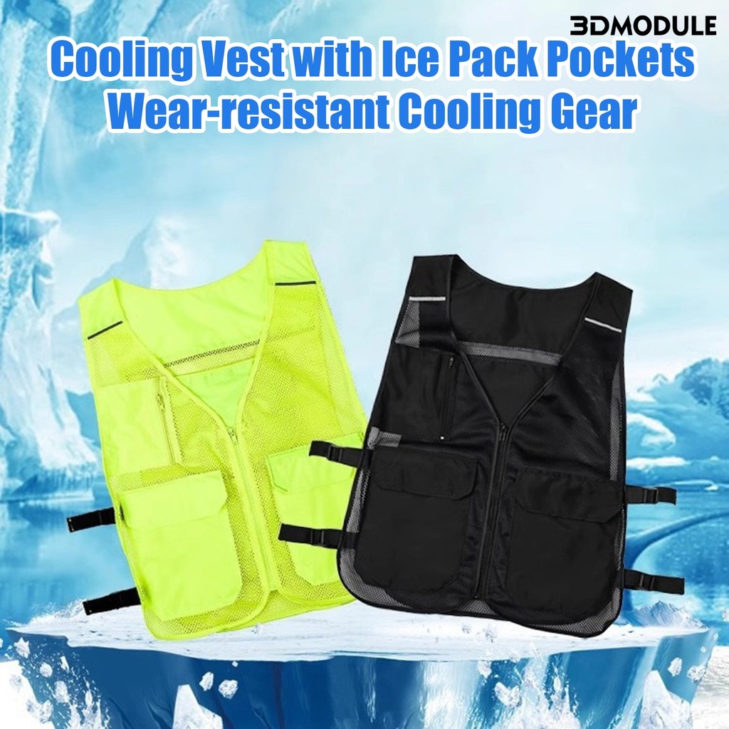 Ice Cooling Vest Breathable Mesh Outdoor Work Vest with Ice Packs Adjustable Waist Heat Relief Reflective Safety Jacket for Men Women Shopee Singapore
