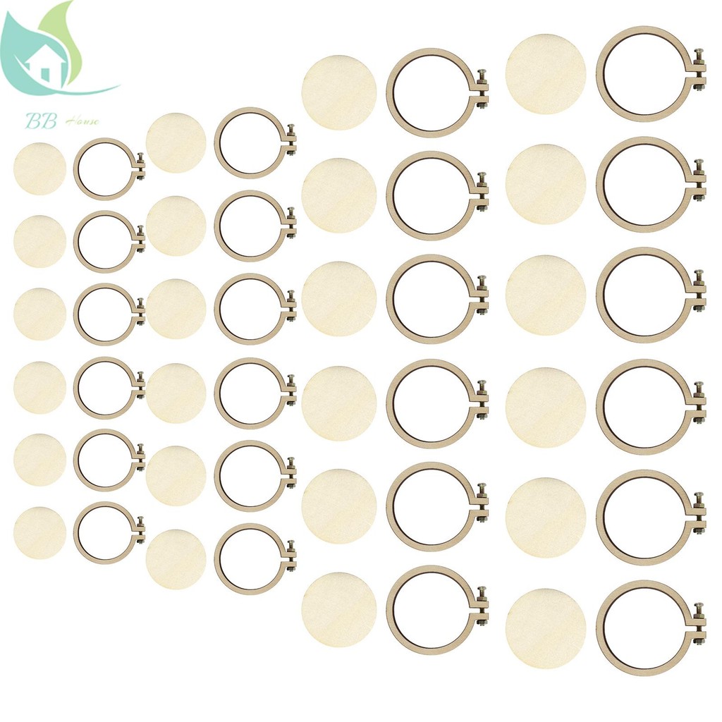 24 Pcs Mini Embroidery Hoop Four Sizes Hoop Ring Wooden Crossing Stitch ...
