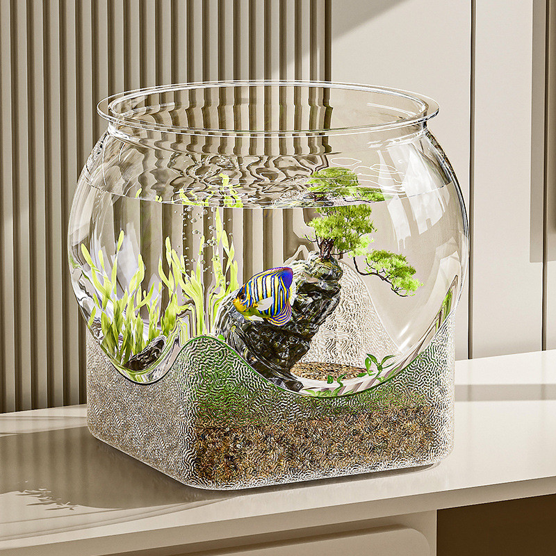 Desktop Betta Fish Tank with Acrylic Stand Small Fish Bowl Glass for ...