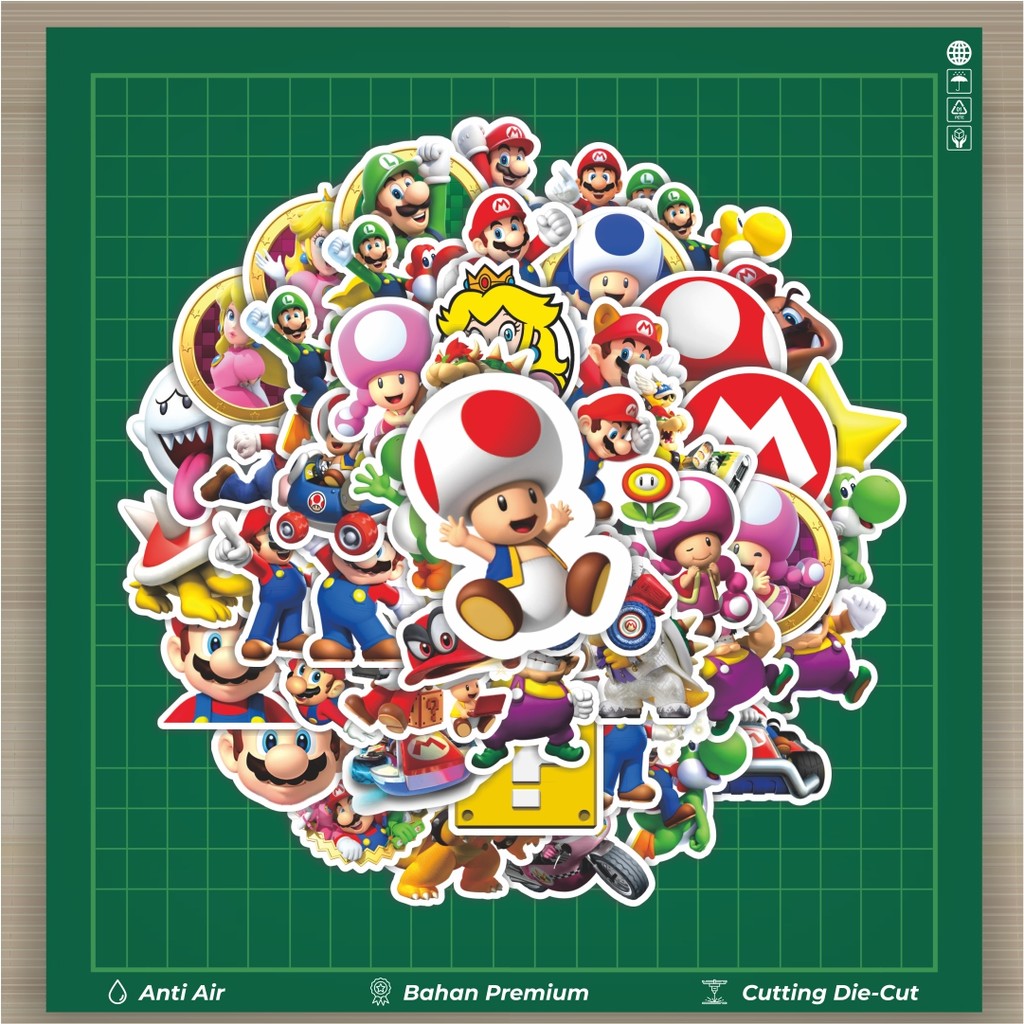 HOT 50 PCS STICKERS Mario Bros Cartoon Stickers Fashion Cars Decal Cool ...
