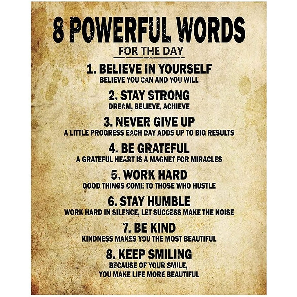 Motivational Quotes 8 Powerful Words for the day Poster Thick Cardstock ...