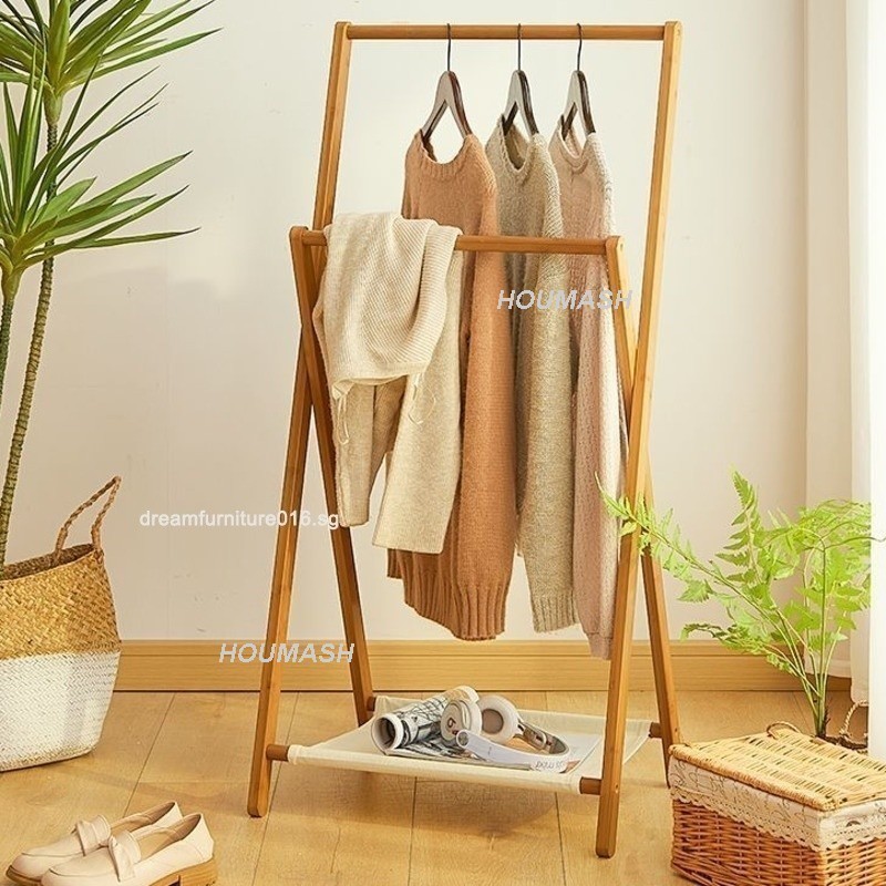 Bedside Clothes Rack Wood Clothes Hanger Rack Drying Rack | Shopee ...