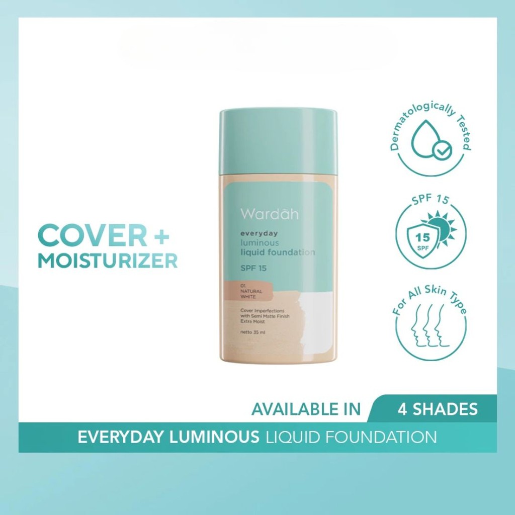 Wardah Everyday Luminous Liquid Foundation - Cair Dengan Hasil Matte / Merah Jingga Official - Gambar 3