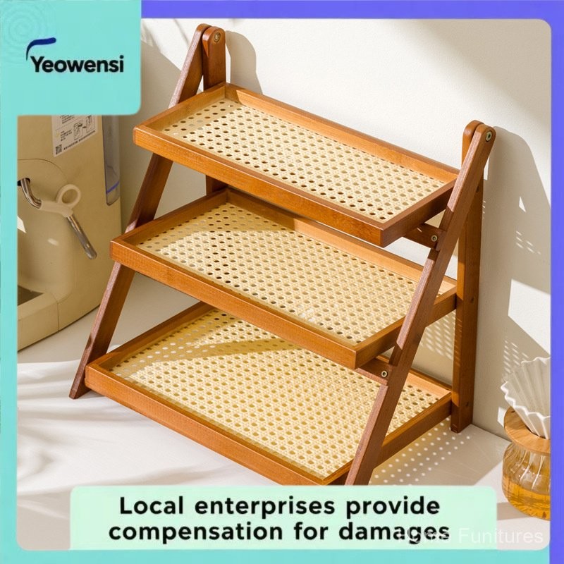 Foldable Home Rattan Shelf Living Room Simple Desktop Capsule Storage ...