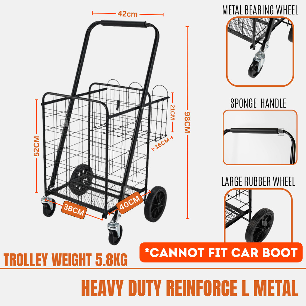 Foldable Market Trolley Aluminum Foldable Grocery Shopping Cart ...