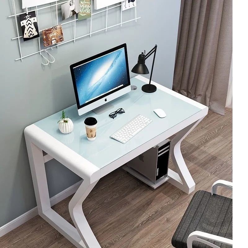 Computer Desk Tempered Glass Desktop Home Bedroom Computer Table ...