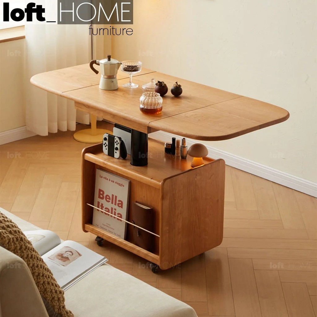 Loft Home Scandinavian Cherry Wood Extendable Height Adjustable Coffee ...