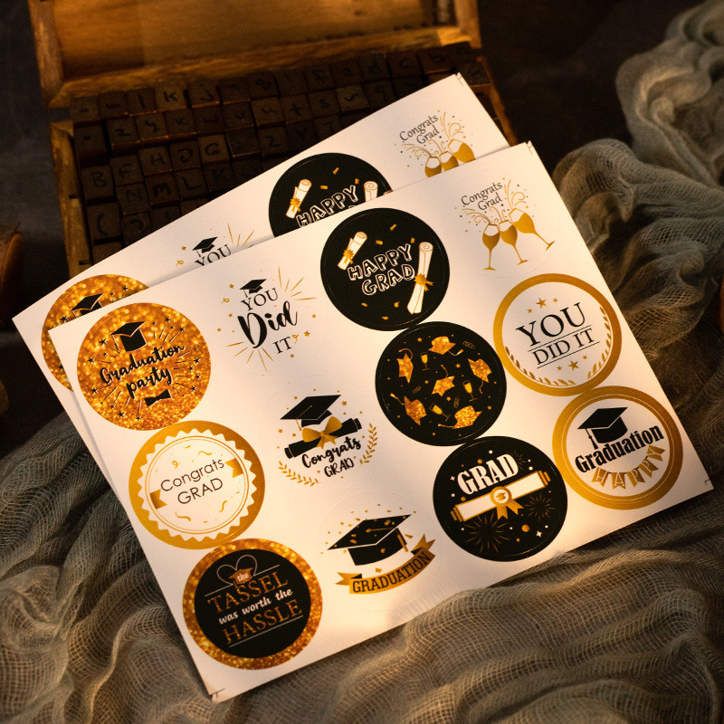 12pcs/sheets Graduation Stickers Graduation Cap Stickers Congrats Grad ...