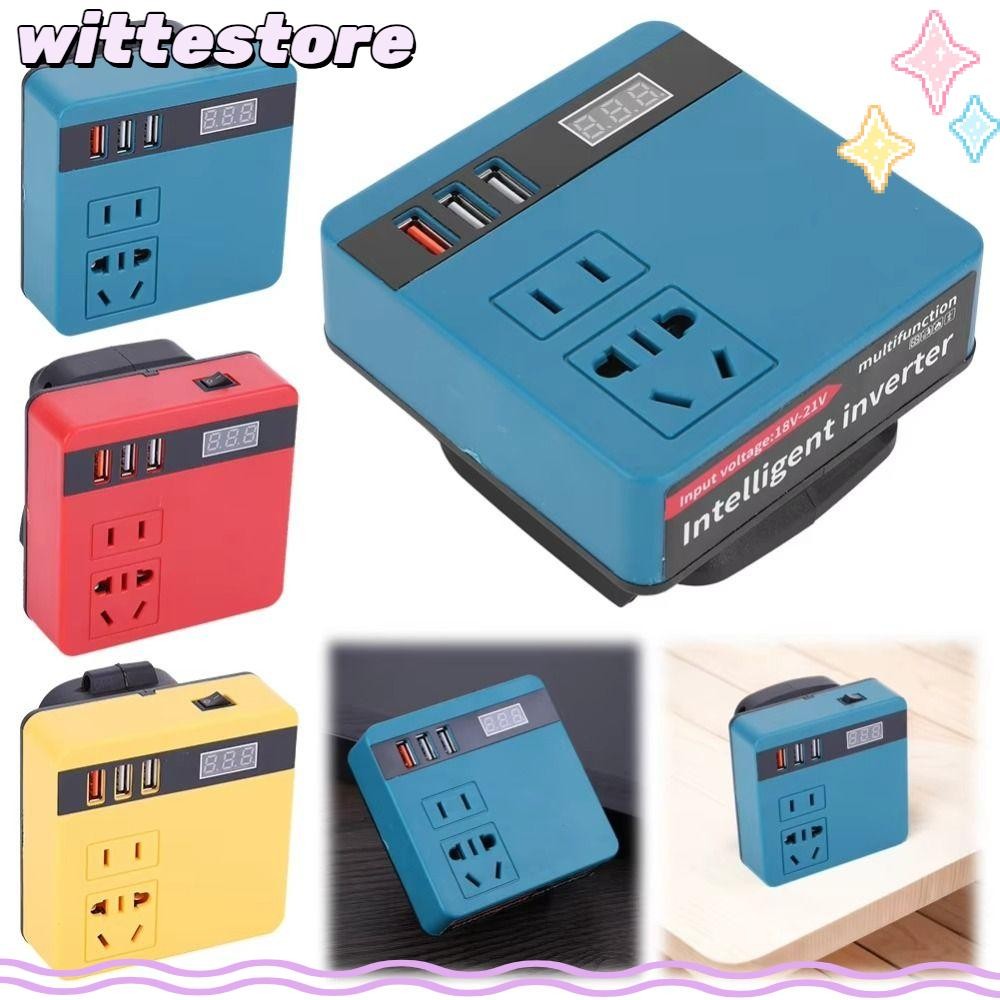 WITTE DC To AC Power Inverter, DC 18V-21V To AC 220V 120W Battery ...