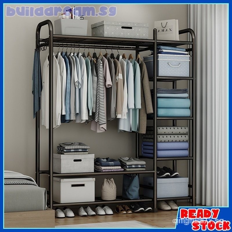 Movable Metal Clothes Drying Rack Simple Clothes Rack Wardrobe Type ...