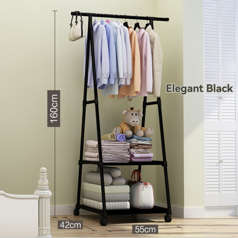 Household Triangle Coat Rack Stand Movable Multi Tier Clothes Hanger ...