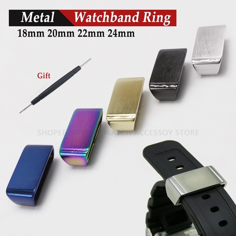Stainless Steel Metal Watch Band Locker Ring 18mm 20mm 22mm 24mm Loop ...