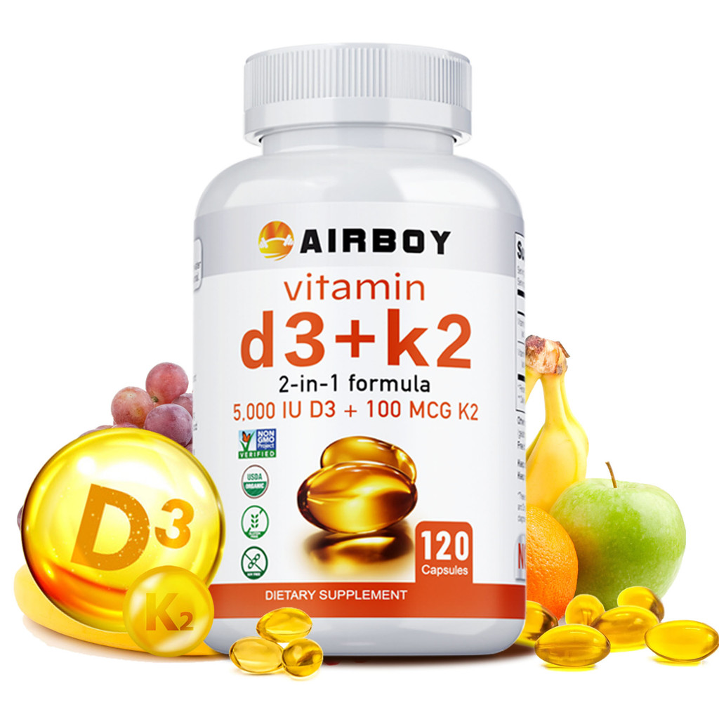 Vitamin D3 K2 - Vitamin D3 5000 iu and K2 (MK-7 120 mcg) - Immune and ...