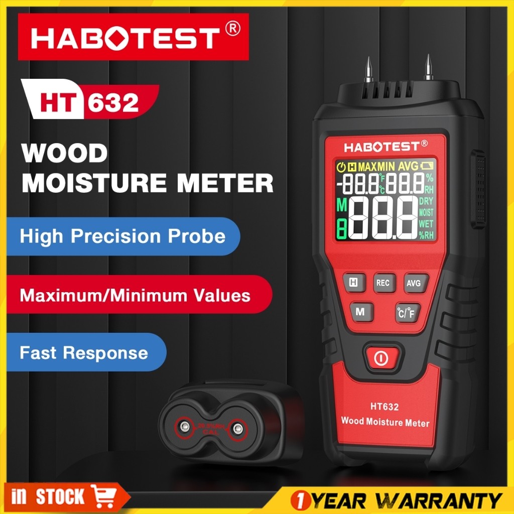 HABOTEST🔥HT632 Wood Moisture Meter Wall Concrete Cement Brick Digital ...