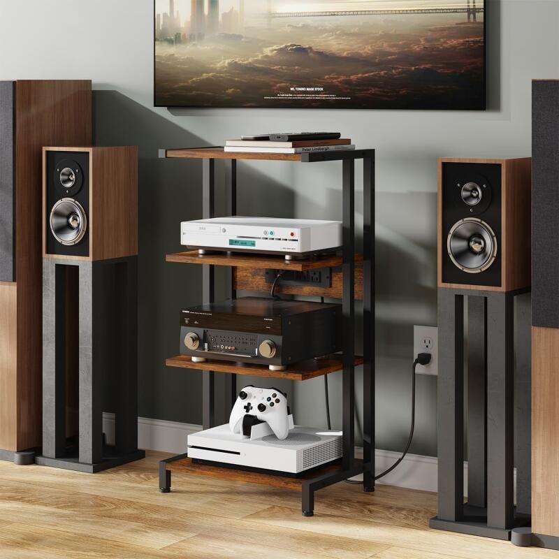 4-Tier AV Home Theater Multi-layer Equipment Rack Audio Amplifier Stand ...