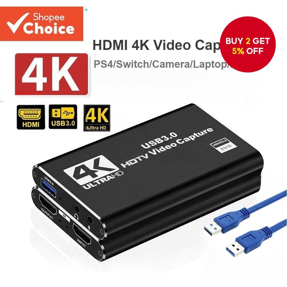 4K HDMI Game Capture Card USB3.0 for 1080P Streaming and Recording with ...