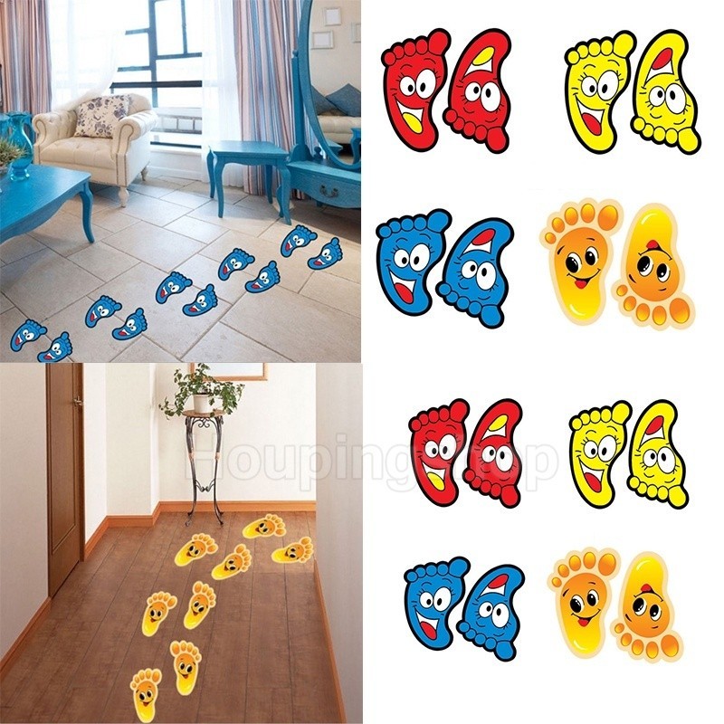 Colorful Footprint Wall Decals,Floor Stickers Footprints Floor Wall ...