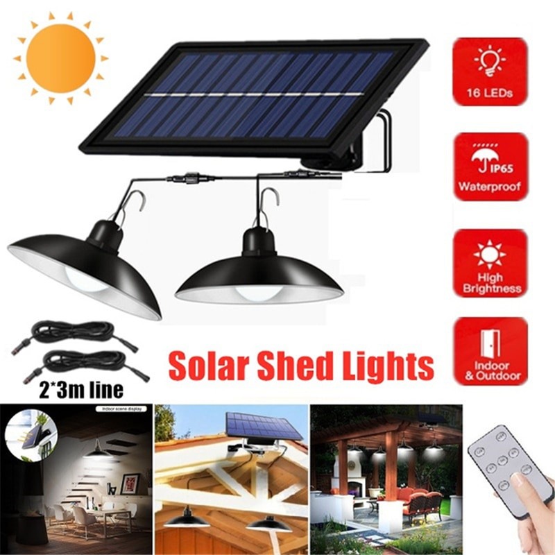 Solar Pendant Light IP65 Waterproof Outdoor Indoor Solar Lamps Double ...