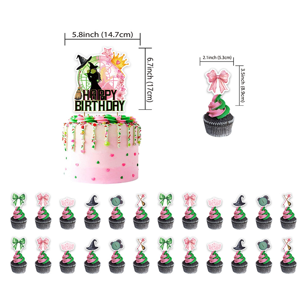 Magic Witch Birthday Decorations Cake Topper Flag Magic Theme Party ...