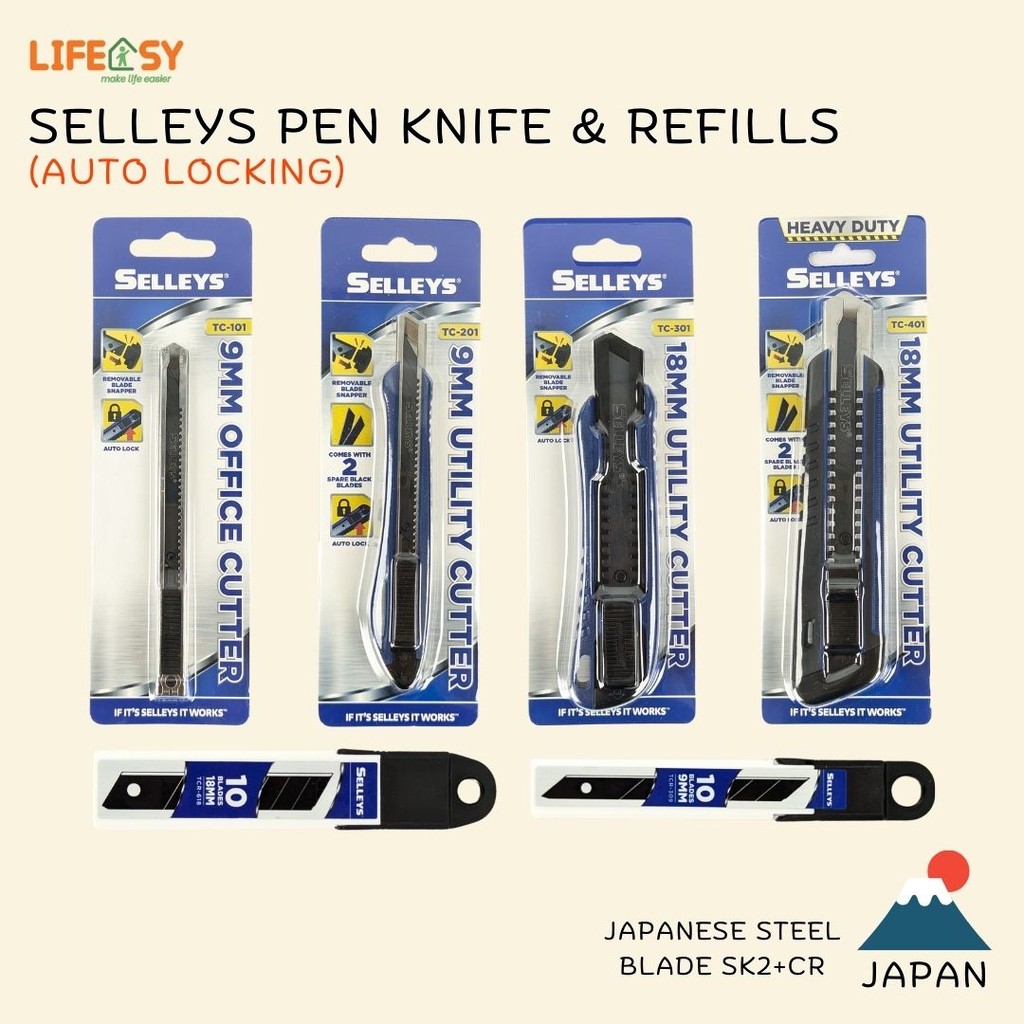 Selleys Pen Knife & Refills Utility Cutter Office Cutter Heavy Duty ...