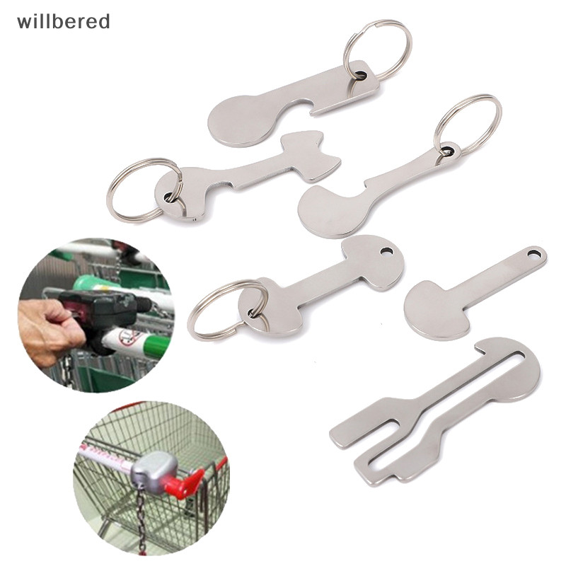willbered 1Pcs Shopping Trolley Tokens Key Rings Stainless Steel Key ...