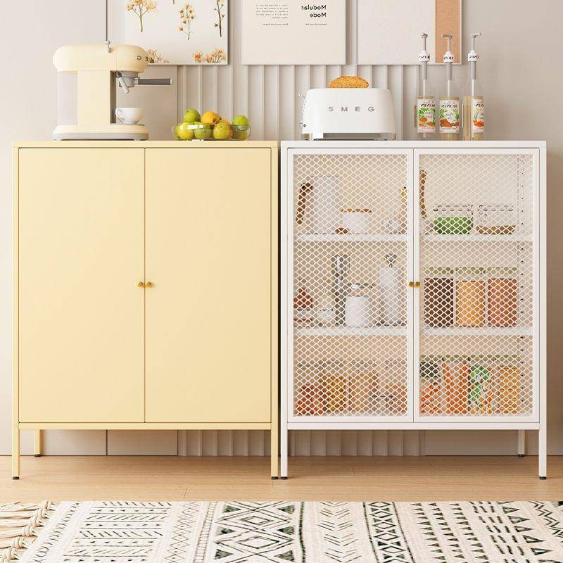 Wrought iron side cabinet living room wine and tea steel storage ...