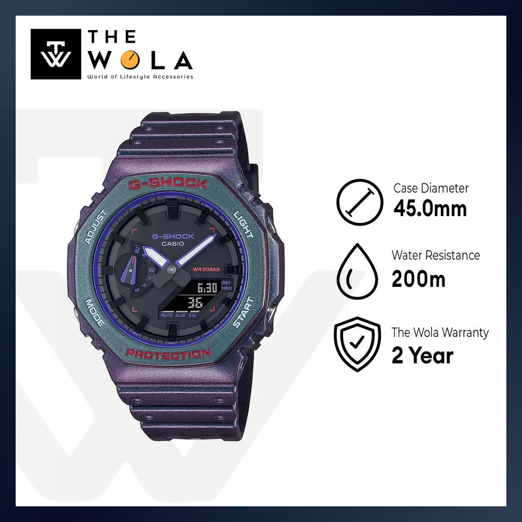 G Shock GA 2100 Men s Analog Digital Sport Watch AH 6A Purple Resin Strap waterproof sports watch m743
