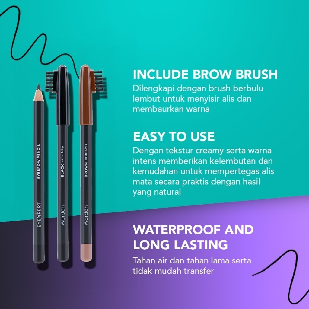 Wardah Eyexpert Eyebrow Pencil - Pensil Alis Eye Brow / Merah Jingga Official - Gambar 3