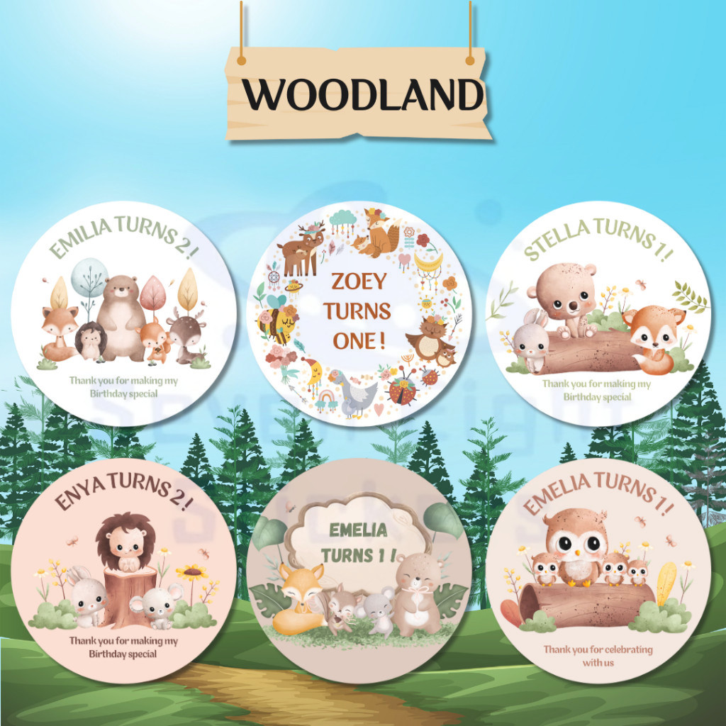 Fairy Tale Animal Birthday Stickers Customization | Printable Baby Name ...