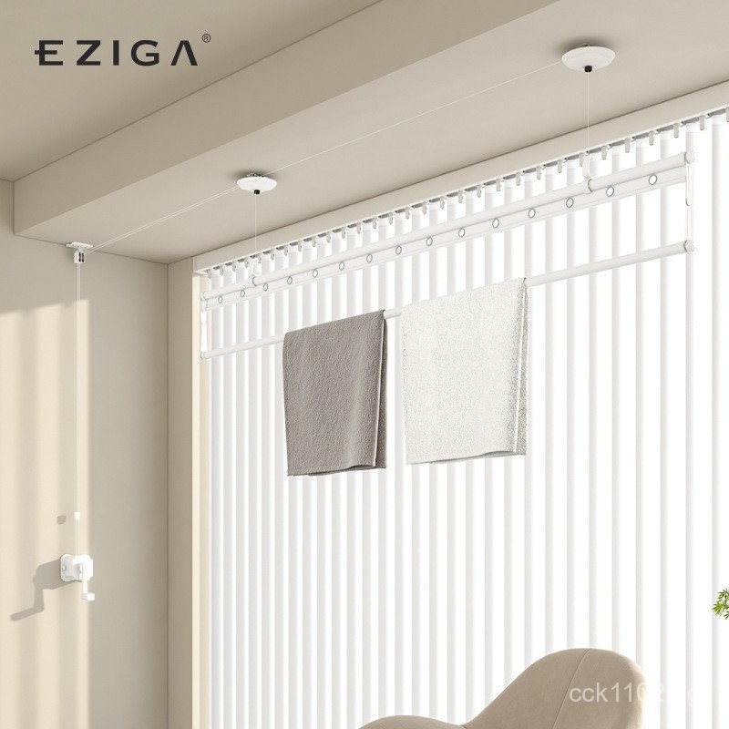 Single Rod Balcony Small Household Clothes Drying Rod Hanger Lift ...