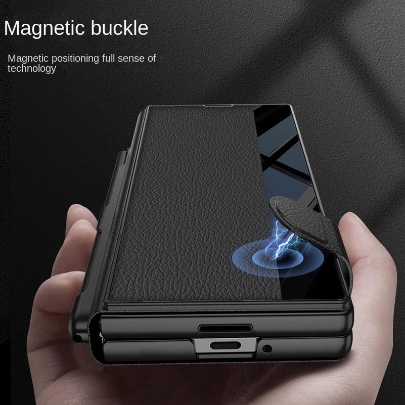 Case Samsung Galaxy Z Fold 7 Fold7 GKK Flip Cover Leather Sheath With Glass - Gambar 2