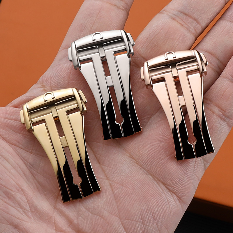 For Omega Stainless Steel Watch-Buttom Watch Band Butterfly Clasp Haima ...