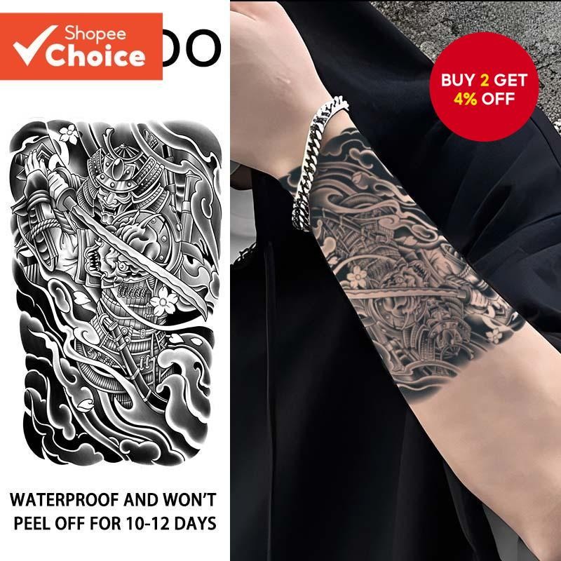 Japanese Oni Samurai Herbal Tattoo Sticker, Waterproof Fake Chest & Arm ...