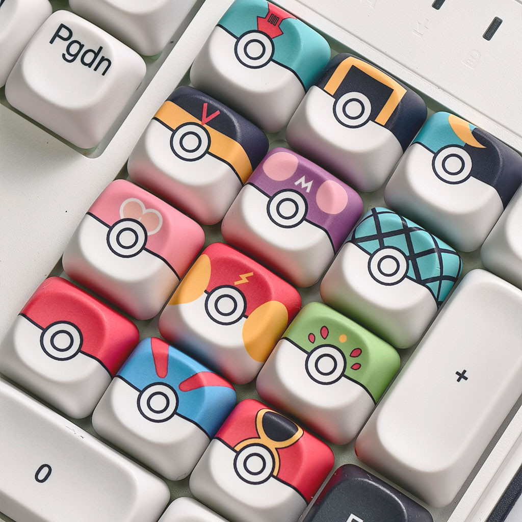 Poké Ball Keycaps MOA Profile 12 Keys PBT Dye Sublimation Round Keycaps ...