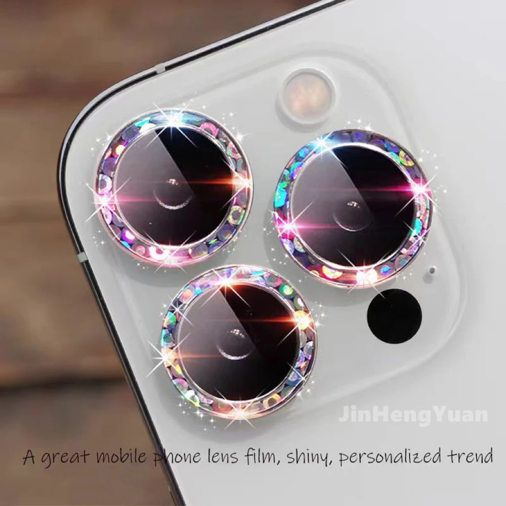 Stars Paillette Flash Lens Metal Ring Protector Film for IPhone 16 15 ...