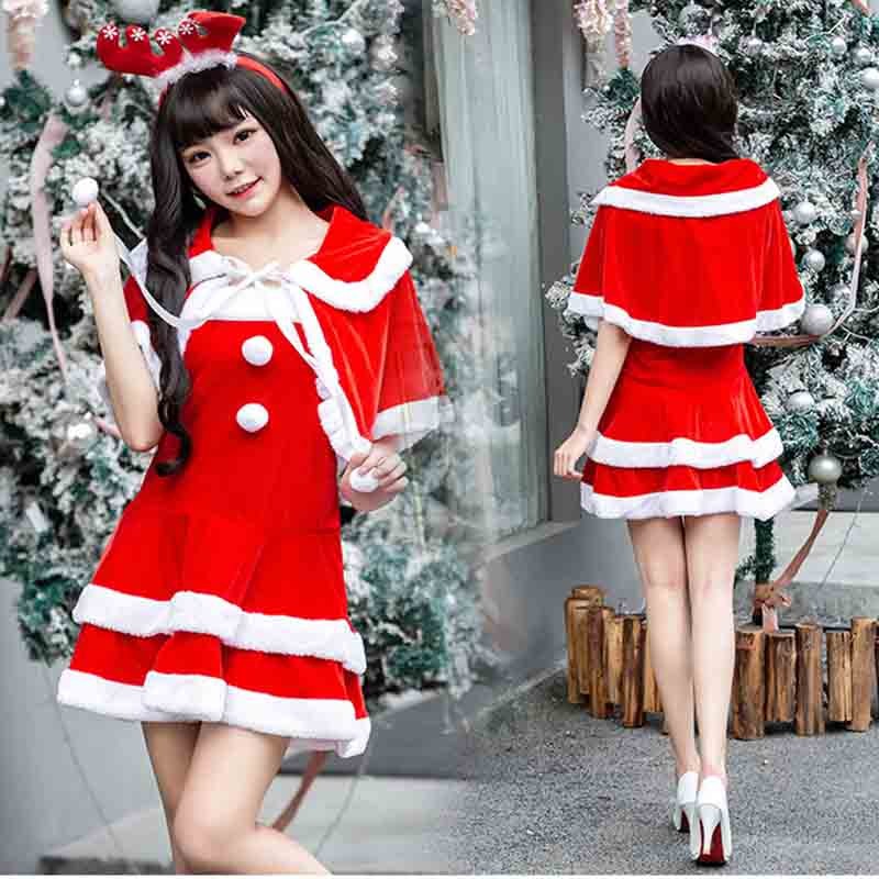 Women Christmas Dresses Set Miss Santa Claus Outfits Xmas Uniform Fashion Ladies Mini Dress Party Dress