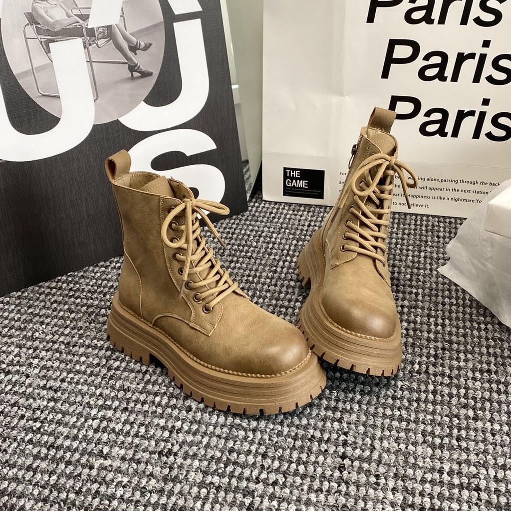 Autumn Winter New Style Martin Boots Women Summer Thick Soled Heightening All Match Martin Shoes Motorcycle Shoes Single Boots Women Motorcycle Boots Fleece Shopee Singapore