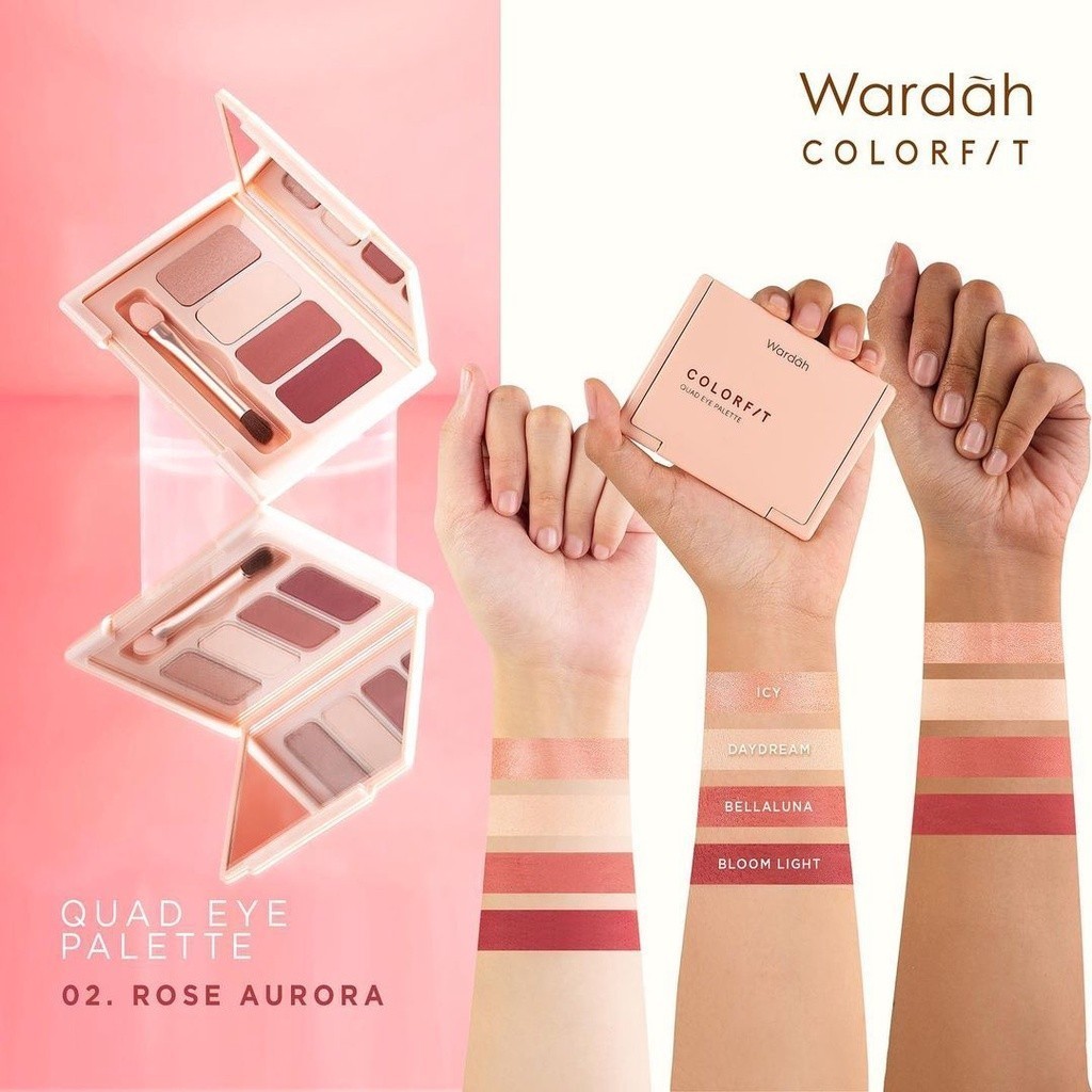 Wardah Colorfit Quad Eye Palette - Eyeshadow 4 in 1 / Merah Jingga Official - Gambar 4