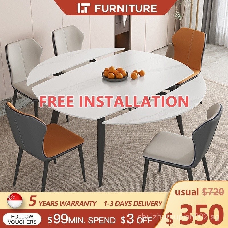 IT-store Round Table Extendable Dining Table Round Table Folding Round ...