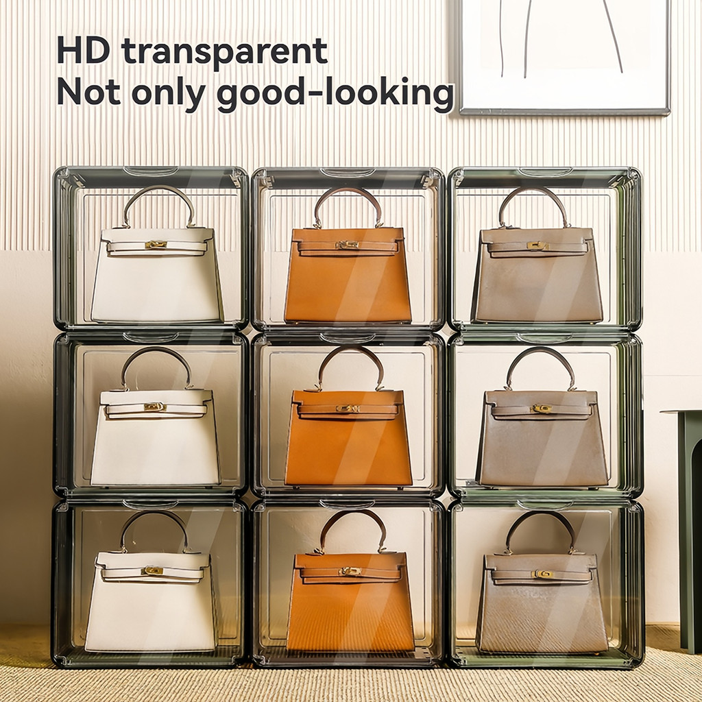 Magnetic Transparent Bag Storage Box Stackable Space-Saving Display ...