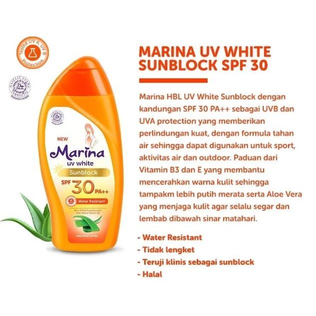 Marina UV White Sunblock SPF 30 85 ml / Merah Jingga Official - Gambar 4