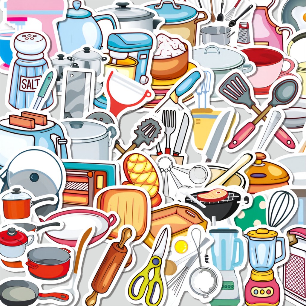 Cutting Pack Stickers Kitchen Set Tool Stickers [Kitchen Tools Set ...