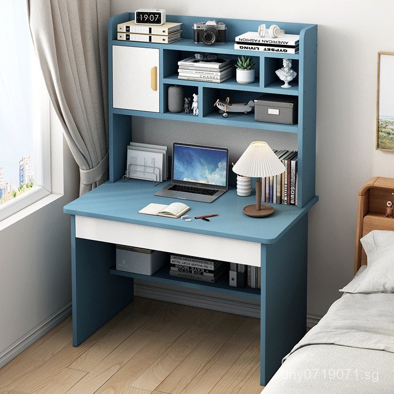 Set of Primary School Student Study Desk with Integrated Bookshelf ...